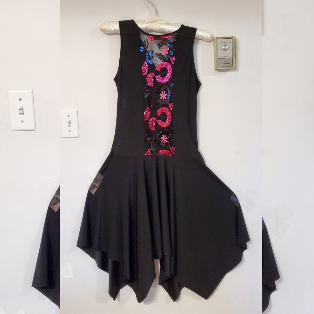 Black Flowery Dance Dress